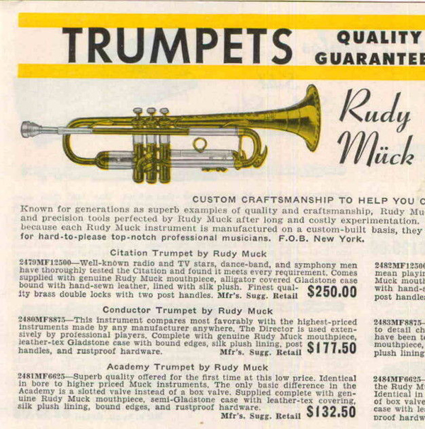 Rudy Muck Trumpet Mouthpiece Chart