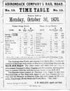 1870 Adirondack Railway Timetable