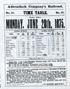Adirondack Company Timetable 1875