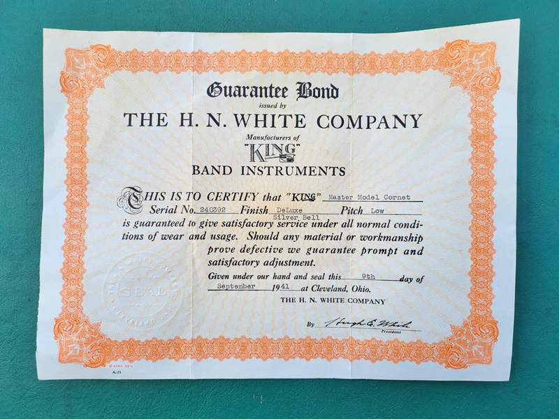 King Cornet Guarantee Bond